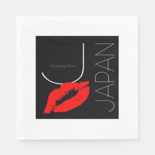 Serviettes Jetables Salutations du Japon Japonais Red Lipstick Kiss