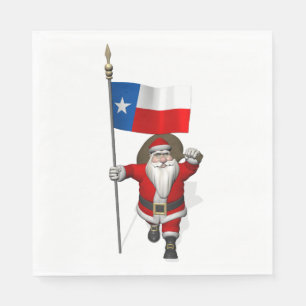 Serviettes Jetables Santa Claus Avec Drapeau Du Texas