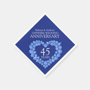 Serviettes Jetables Sapphire Mariage bleu nom de coeur serviettes