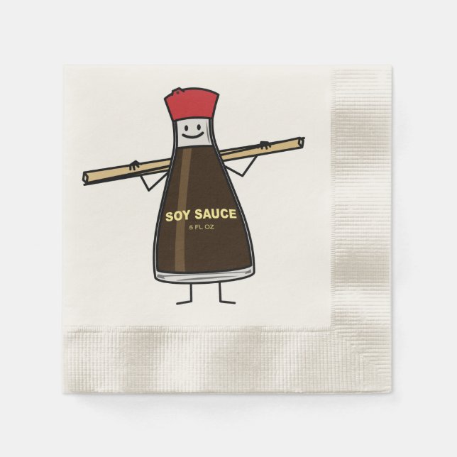 Serviettes Jetables Sauce soja condiment bouteille baguettes asiatique (Devant)