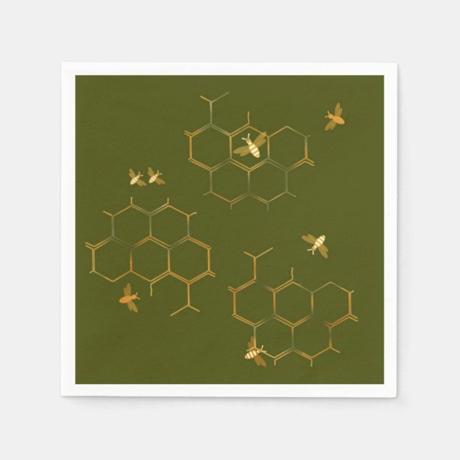 Serviettes Jetables Sauvez les abeilles Honeycomb Papier serviettes (Devant)