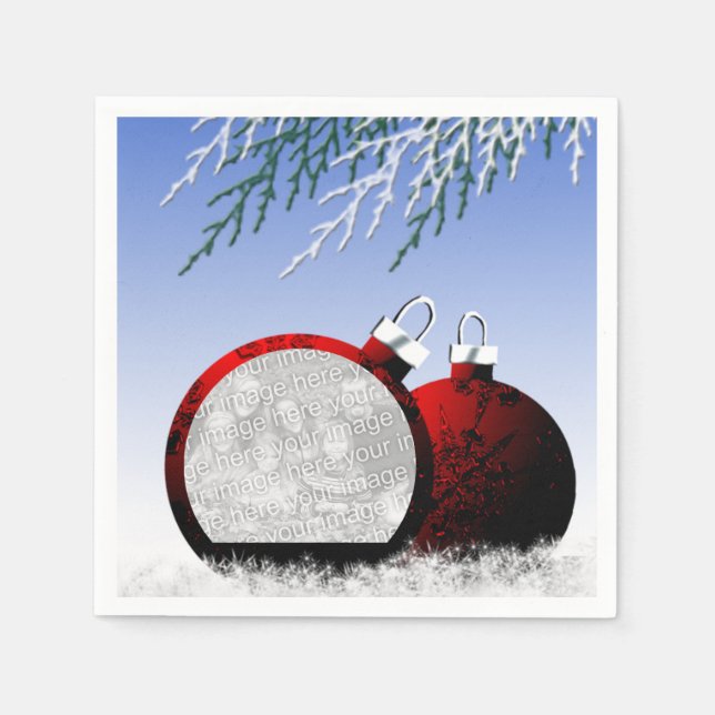 Serviettes Jetables Scène de Noël Ornament Modèle photo (Devant)