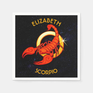 Serviettes Jetables Scorpio Zodiac Birthday Sign With Your Custom Nom