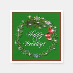 Serviettes Jetables Serre de Noël Vert Joyeux Vacances serviettes