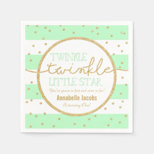Serviettes Jetables Serviette d'anniversaire de menthe et d'or de