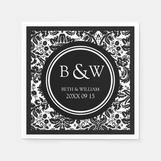 Serviettes Jetables Serviette de mariage à monogramme personnalisé noi (Devant)