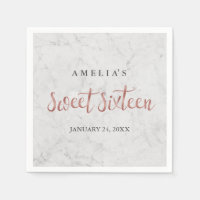 Serviette Faux Rose Gold Marbre Sweet Seize