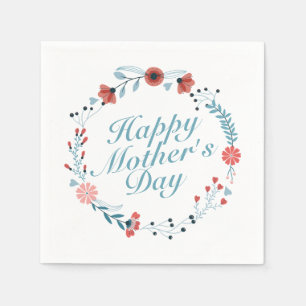 Serviettes Jetables Serviette florale heureuse simple de guirlande du