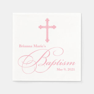 Serviettes Jetables Serviette personnalisée par baptême croisé él