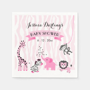 Serviettes Jetables Serviette rose de douche de bébé d'animaux de