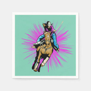Serviettes Jetables Serviette Western Party Cowgirl sur cheval