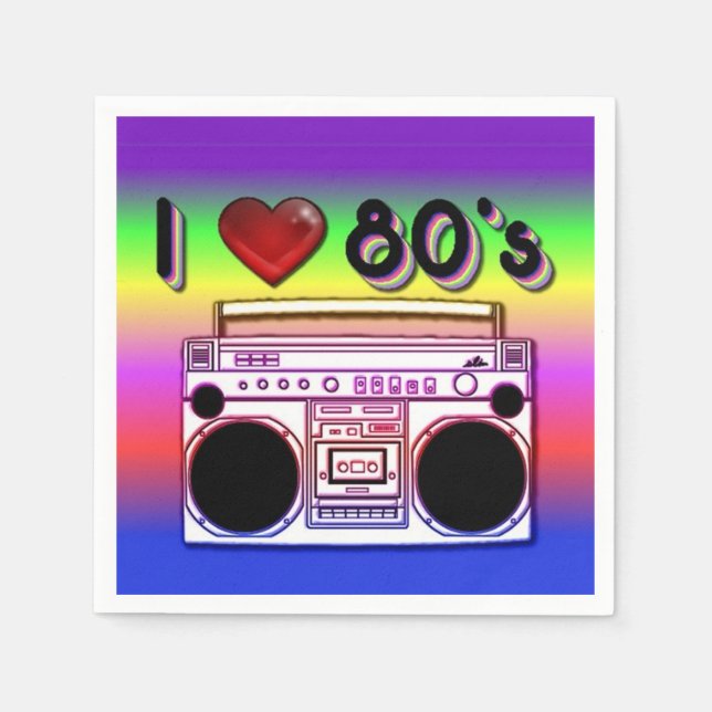 Serviettes Jetables Serviettes Boombox Party des années 80 (Devant)