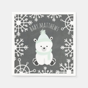 Serviettes Jetables Serviettes de Baby shower neutres hiver Ours polai