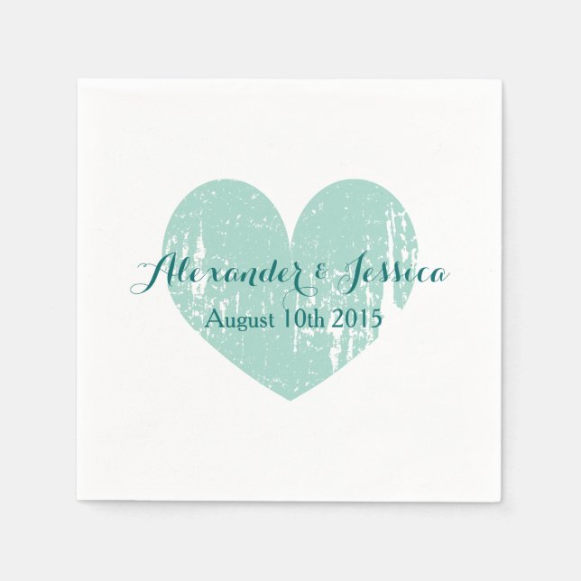 Serviettes Jetables Serviettes de mariage bleu turquoise personnalisée (Devant)