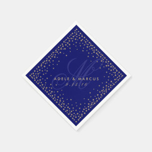 Serviettes Jetables Serviettes de Mariage de Monogramme bleu étoilé