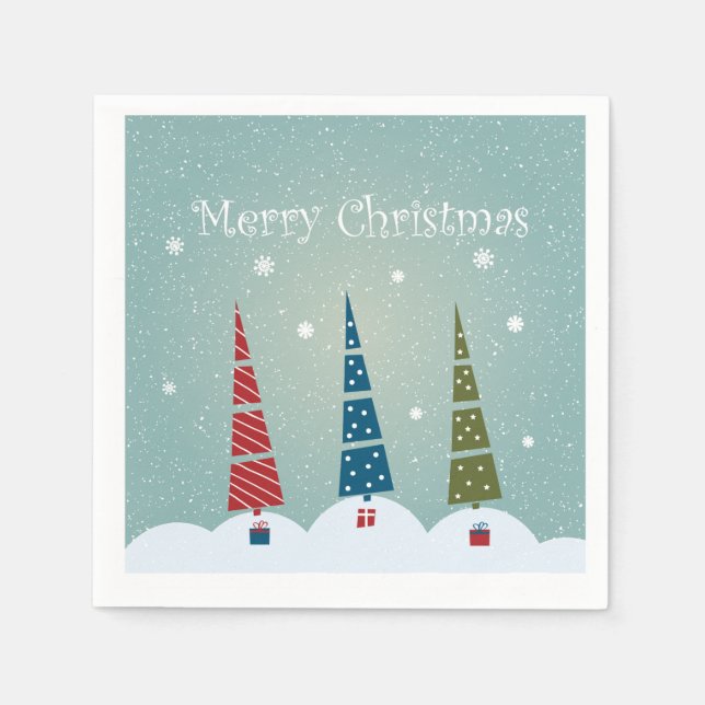 Serviettes Jetables Serviettes de Noël - Arbres de Noël (Devant)