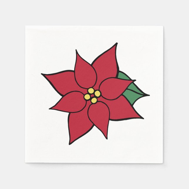 Serviettes Jetables Serviettes de Noël Rouge Poinsettia (Devant)