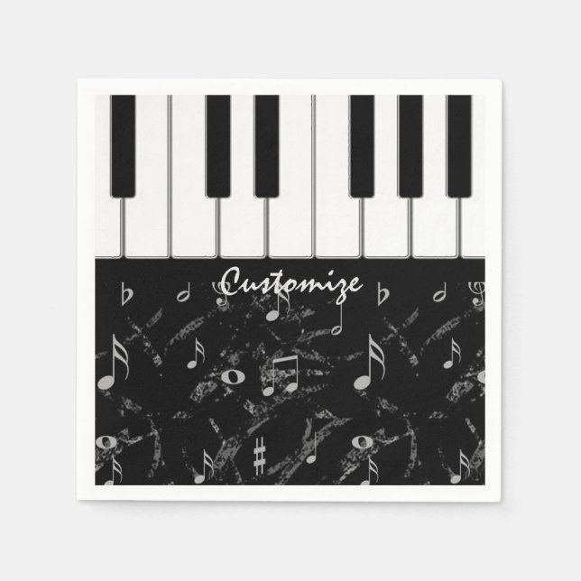 Serviettes Jetables Serviettes de piano noir et blanc personnalisées 2 (Devant)