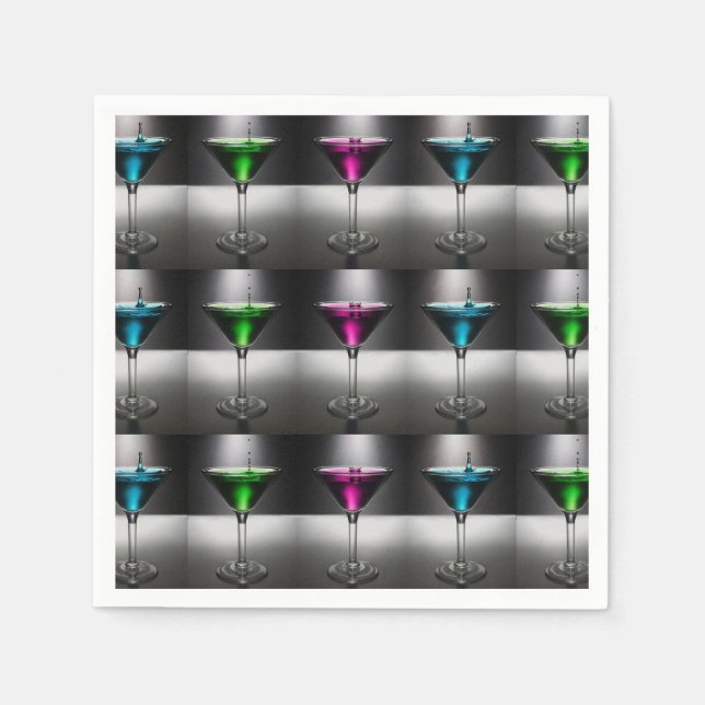 Serviettes Jetables Serviettes de table en verre de Martini (Devant)