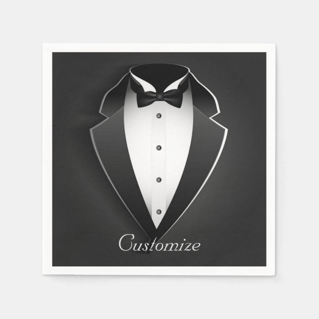 Serviettes Jetables Serviettes de tuxeedo personnalisées élégantes (Devant)