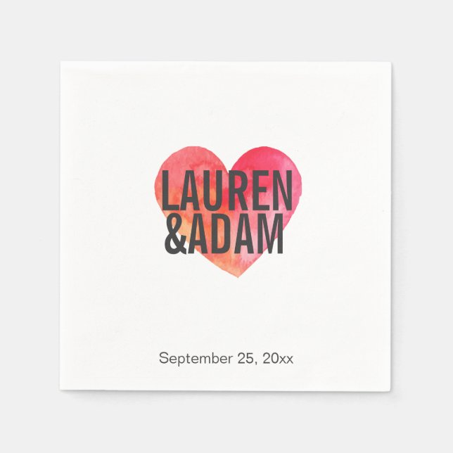 Serviettes Jetables Serviettes élégantes en papier de mariage | Coeur  (Devant)