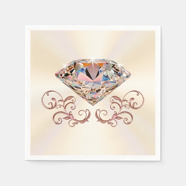 Serviettes Jetables Serviettes en diamant avec touche de rose gold en  (Devant)