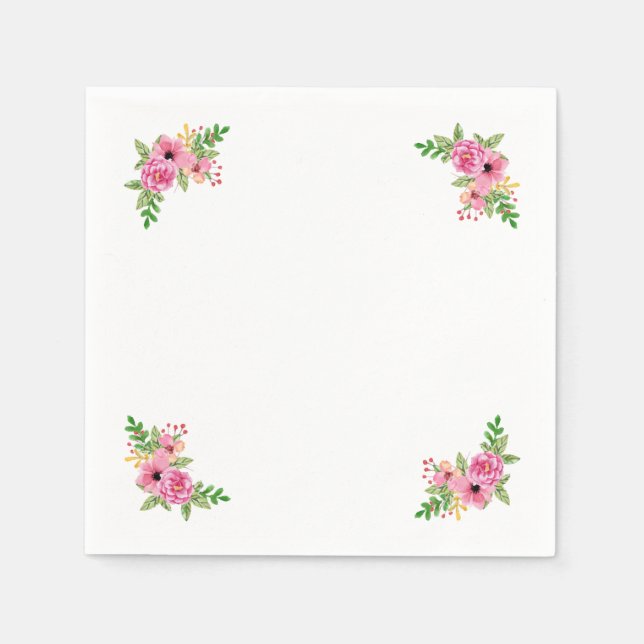 Serviettes Jetables Serviettes Floral Cornered (Devant)