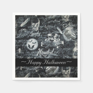 Serviettes Jetables Serviettes Halloween en noir et blanc