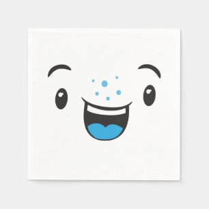 Serviettes Jetables Serviettes Kawaii face bleu souriant
