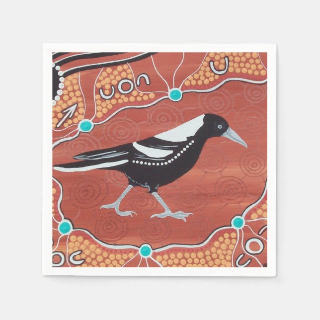 Serviettes Jetables Serviettes Magpie Dream (Devant)