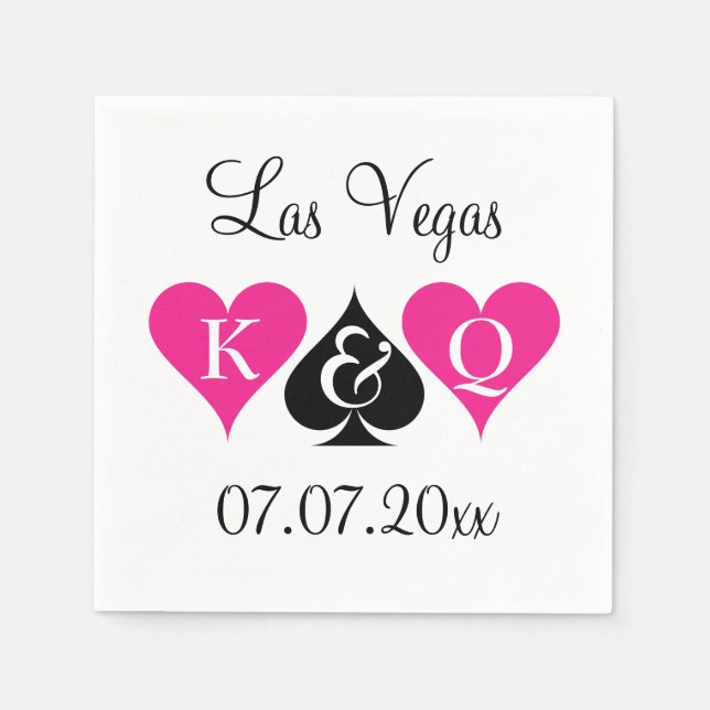 Serviettes Jetables Serviettes mariage à thème Las Vegas avec monogram (Devant)