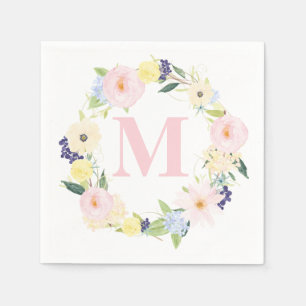 Serviettes Jetables Serviettes Mariage de monogramme de fleurs de prin