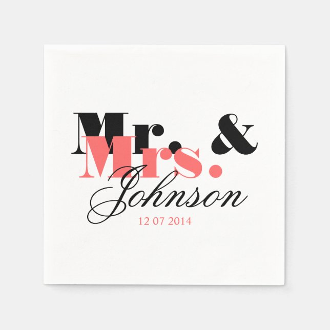 Serviettes Jetables Serviettes mariages M. et Mme (Devant)
