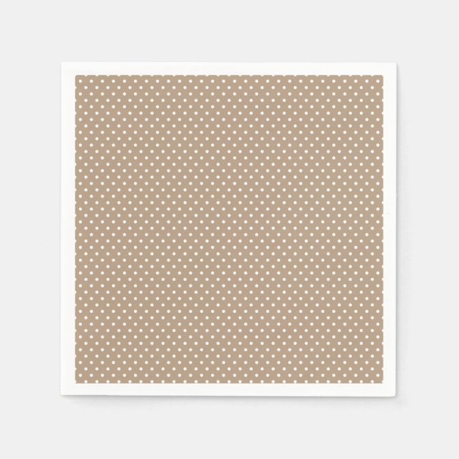 Serviettes Jetables Serviettes Mocha Brown et blanc Polka Dot (Devant)