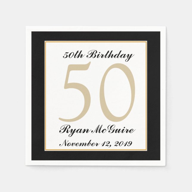 Serviettes Jetables Serviettes personnalisées 50e anniversaire (Devant)