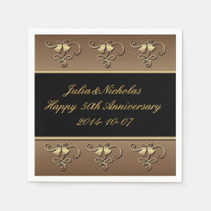 Serviettes Jetables Serviettes personnalisées 50e Anniversaire Or & No