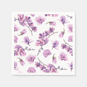 Serviettes Jetables Serviettes pourpres orchidées