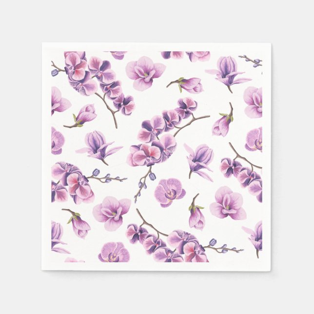 Serviettes Jetables Serviettes pourpres orchidées (Devant)