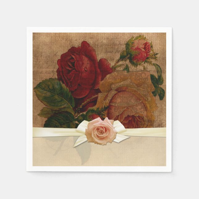 Serviettes Jetables Serviettes Roses vintages (Devant)