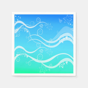 Serviettes Jetables Serviettes Turquoise Sea White