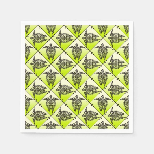 Serviettes Jetables Shamanic Tortues de mer Motif - vert (Devant)