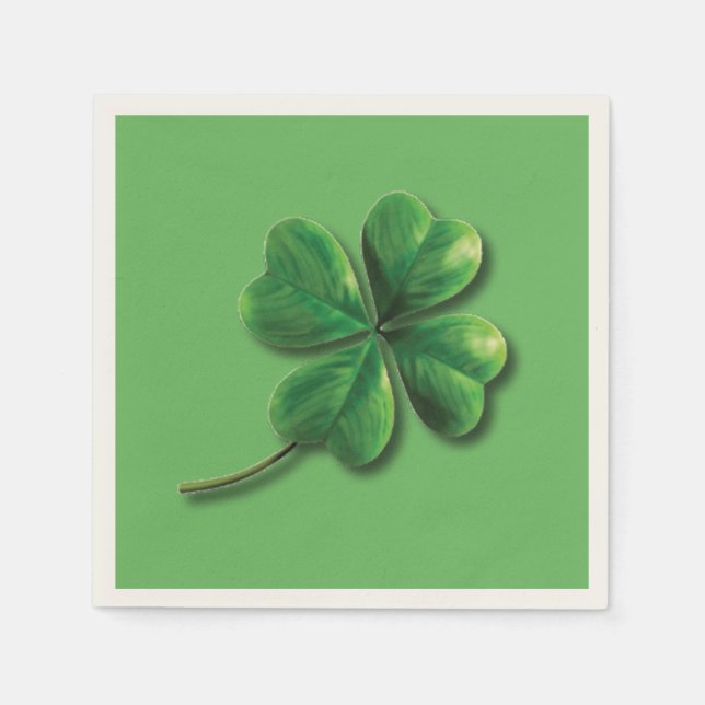 Serviettes Jetables Shamrock irlandais vert moderne (Devant)