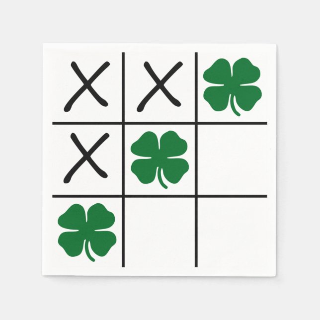 Serviettes Jetables Shamrock Tic Tac Toe (Devant)