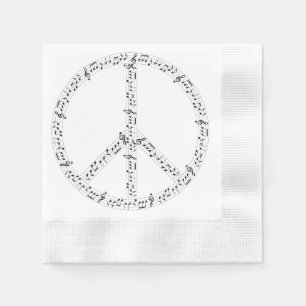 Serviettes Jetables Signe de paix rond noir de notes musicales