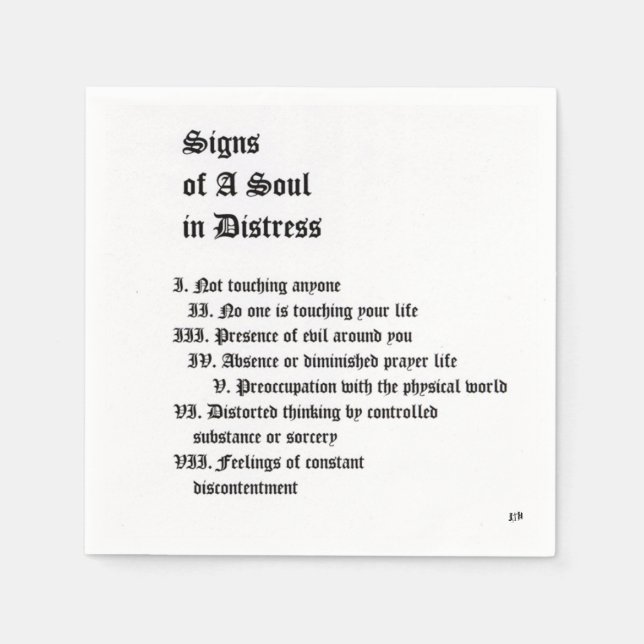 Serviettes Jetables Signes d'une âme en détresse (Devant)
