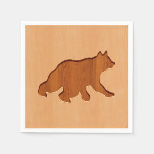 Serviettes Jetables Silhouette d'ours gravée sur la conception en boi