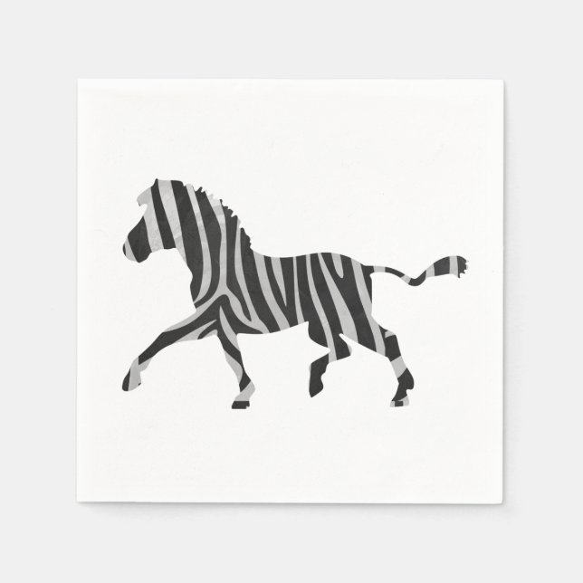 Serviettes Jetables Silhouette noir et gris clair Zebra (Devant)