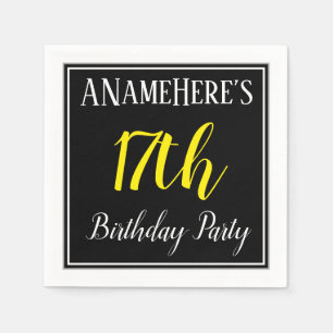 Serviettes Jetables Simple, 17ème fête d'anniversaire avec nom personn
