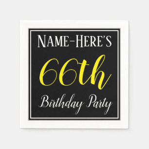 Serviettes Jetables Simple, 66e fête d'anniversaire avec nom personnal