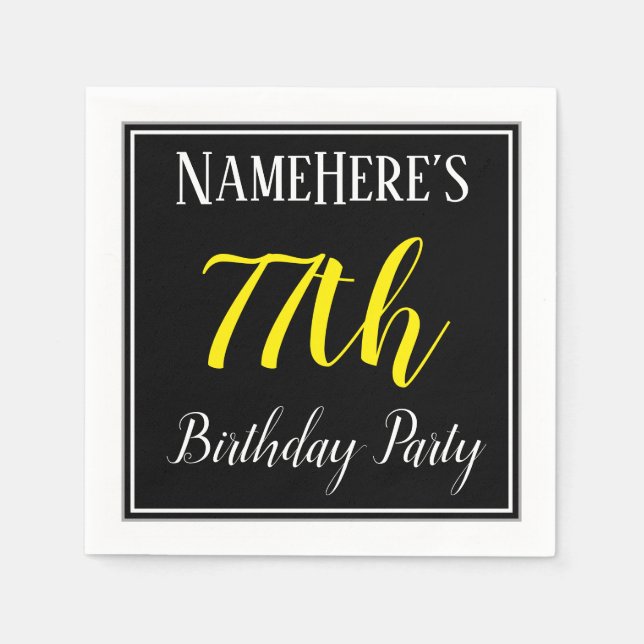 Serviettes Jetables Simple, 77e fête d'anniversaire avec nom personnal (Devant)